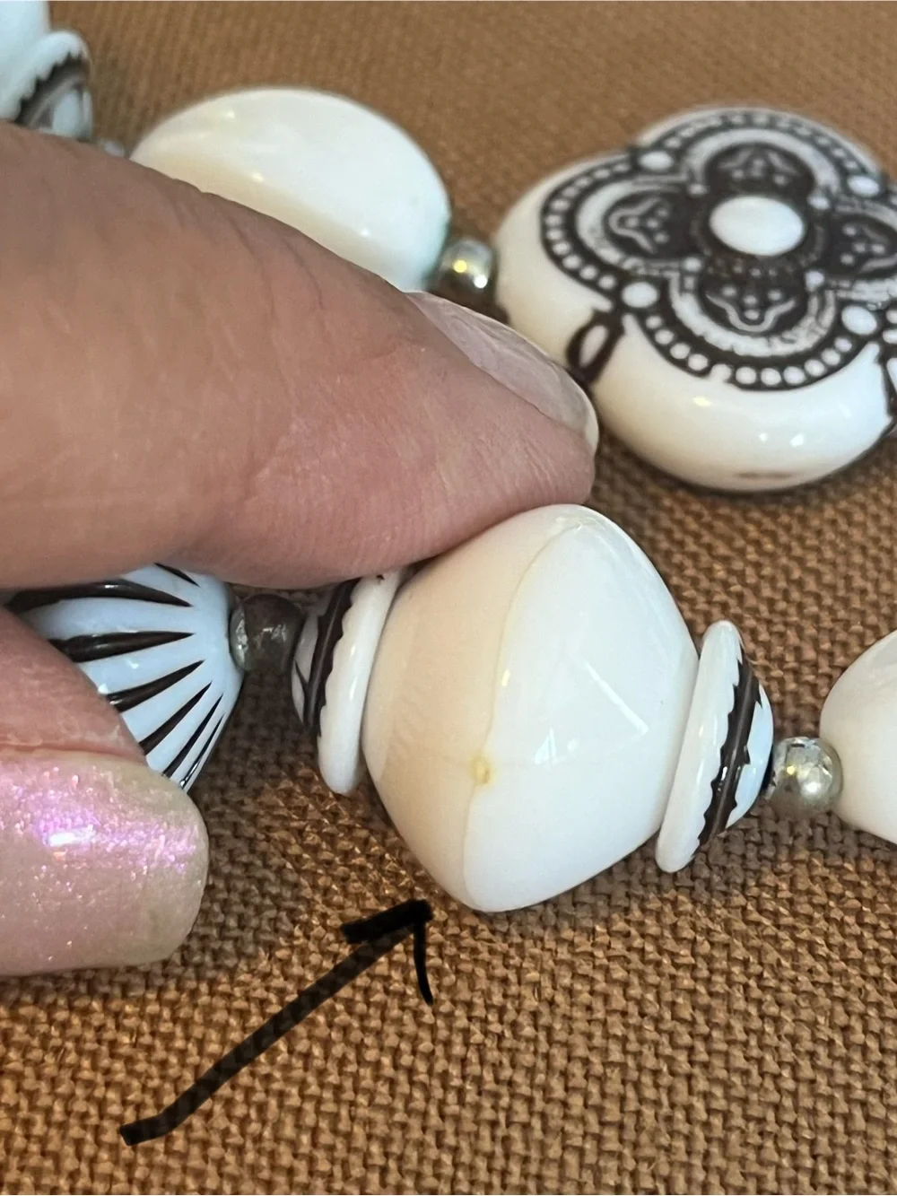 Vintage Acrylic and Porcelain Bead Necklace
